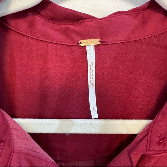 FREE PEOPLE magenta long sleeve button down shirt - Picture 2 of 5